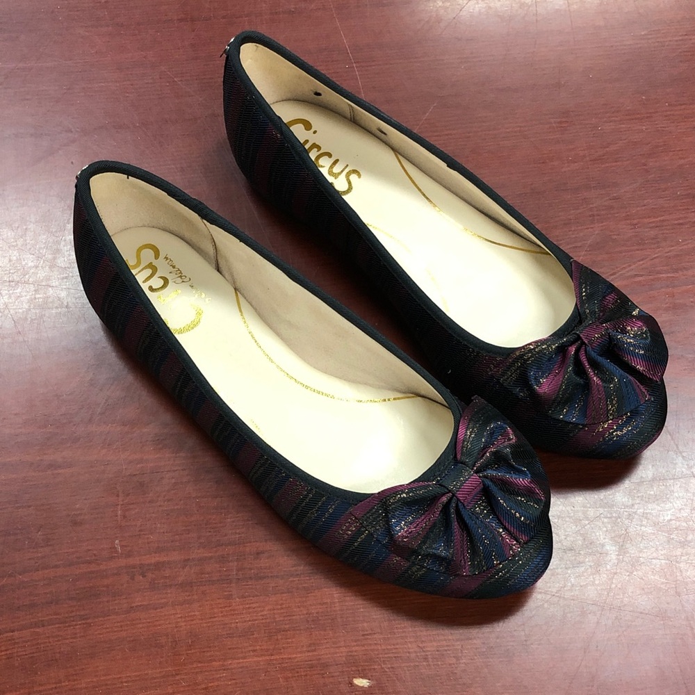 Circus by Sam Edelman Black and Purple Bow Flats